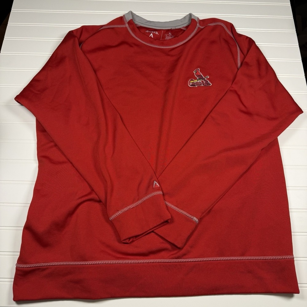 Antigua‎ St. Louis Cardinals Embroidered Crewneck Fleece Men's XL Red GUC - Picture 3 of 5